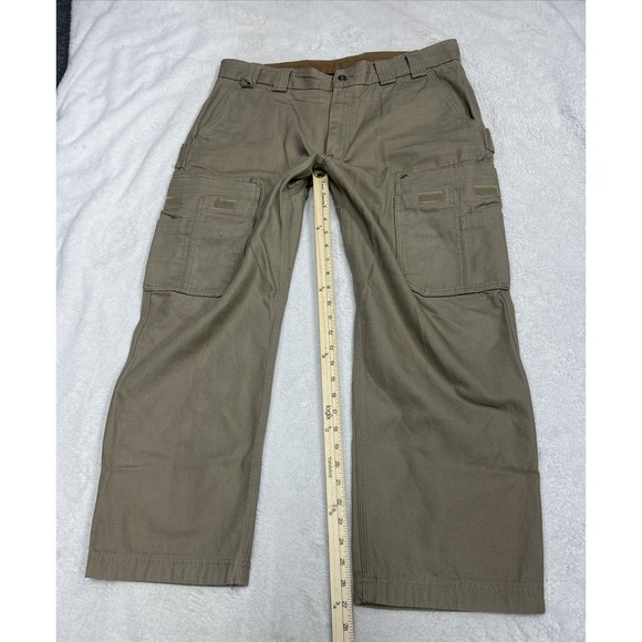 Duluth Trading Tan Khaki Utility Canvas Carpenter Cargo Pants Men's Size 37x28 - Picture 6 of 8